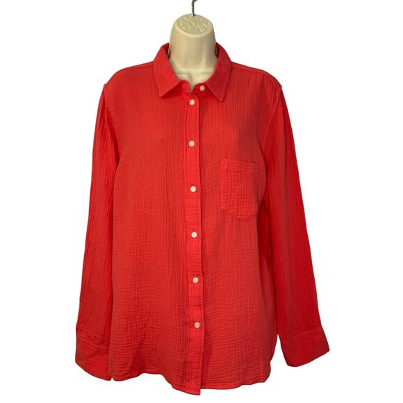 J. Crew Tops - J. Crew Garçon Classic Double-Gauze  Button Down Long Sleeve Shirt Sz 14 New